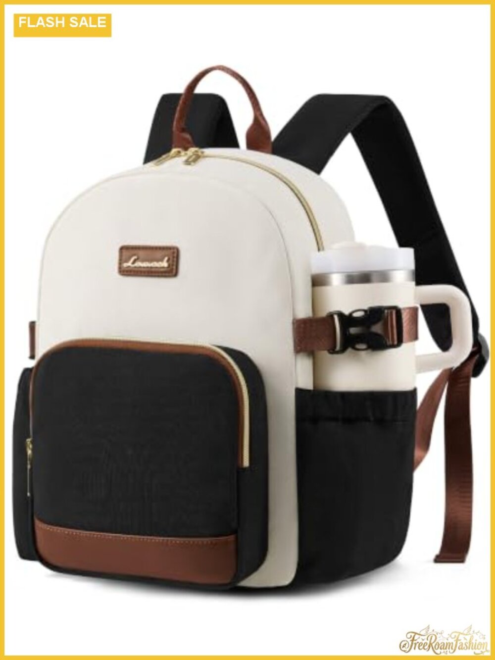 Mini Backpack Purse with 40oz Tumbler Holder, Water-Resistant Polyester